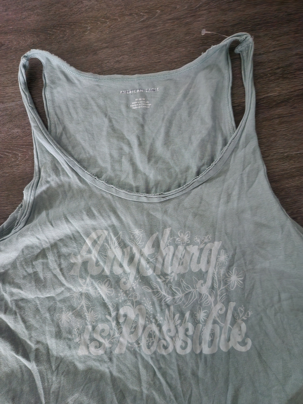 American Eagle Outfitters Sage Green Graphic Scoop Neck Tank And Green Tank Medi